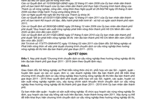 Quyết định 13/2011/QĐ-UBND phê duyệt Chương trình chuyển dịch cơ cấu nông nghiệp