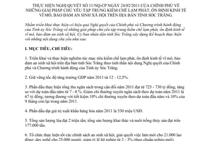 Kế hoạch 04/KH-UBND 2011 thực hiện Nghị quyết 11/NQ-CP Sóc Trăng