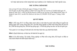 Quyết định 348/QĐ-TTg bổ sung vốn nhập bù hạt giống cây trồng dự trữ