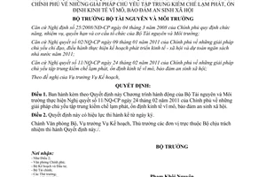 Quyết định 417/QĐ-BTNMT Chương trình hành động thực hiện Nghị quyết 11/NQ-CP