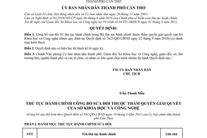 Quyết định 591/QĐ-UBND công bố sửa đổi thủ tục hành chính