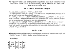 Quyết định 03/2011/QĐ-UBND mức hỗ trợ chi phí học nghề ngắn hạn