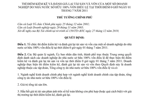 Quyết định 352/QĐ-TTg thí điểm kiểm kê và đánh giá lại tài sản