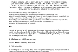 Thông tư 09/2011/TT-BGTVT sửa đổi thủ tục hành chính loại hình doanh nghiệp