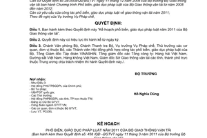 Quyết định 458/QĐ-BGTVT Kế hoạch phổ biến, giáo dục pháp luật