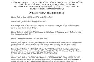 Quyết định 1246/QĐ-UBND 2011 điều chỉnh Quy hoạch chi tiết Khu đô thị mới Tây Nam Hà Nội