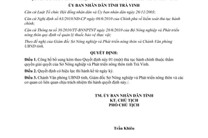 Quyết định 358/QĐ-UBND năm 2011 công bố thủ tục hành chính thuộc tỉnh Trà Vinh