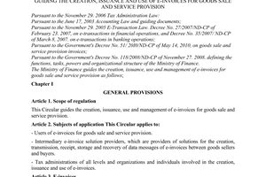 Circular No. 32/2011/TT-BTC  guiding the creation, issuance and use of e-invoice