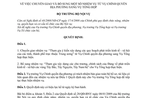 Quyết định 672/QĐ-BNV chuyển giao và bổ sung nhiệm vụ từ Vụ Chính quyền