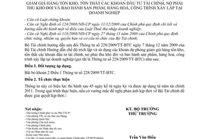 Thông tư 34/2011/TT-BTC sửa đổi Thông tư 228/2009/TT-BTC hướng dẫn chế độ trích