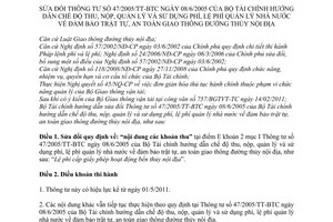 Thông tư 33/2011/TT-BTC sửa đổi Thông tư 47/2005/TT-BTC