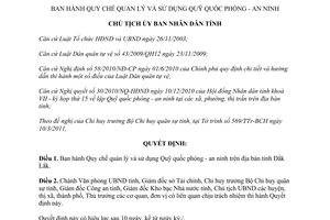 Quyết định 645/QĐ-UBND năm 2011 Quy chế quản lý sử dụng Quỹ quốc phòng