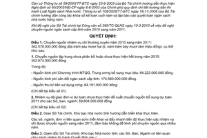 Quyết định 234/QĐ-UBND 2011 chuyển nguồn ngân sách Kom Tum năm 2010 sang năm 2011