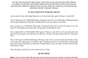 Quyết định 10/2011/QĐ-UBND tăng thu ngân sách tiết kiệm chi thường xuyên ngân sách địa phương 2011 Sóc Trăng