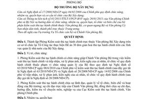 Quyết định 244/QĐ-BXD  thành lập và quy định chức năng, nhiệm vụ, quyền hạn