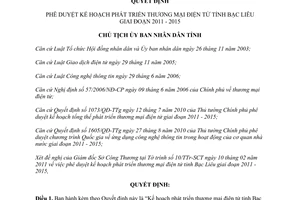 Quyết định 517/QĐ-UBND Kế hoạch phát triển thương mại điện tử Bạc Liêu giai đoạn 2011 2015