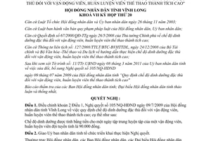 Nghị quyết 151/NQ-HĐND 2011 chế độ dinh dưỡng vận động viên thể thao Vĩnh Long