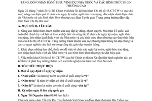 Hướng dẫn 03-HD/BTGTW 2011 tổ chức ngày kỷ niệm trao tặng danh hiệu vinh dự Nhà nước