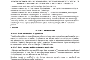 Circular No. 01/2011/TT-BKHCN guiding the establishment and operation registrati
