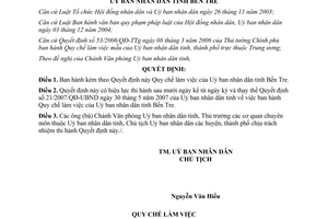 Quyết định 05/2011/QĐ-UBND Quy chế làm việc Uỷ ban nhân dân tỉnh Bến Tre