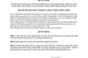 Quyết định 497/QĐ-BNN-KTHT Quy chế hoạt động Văn phòng điều phối