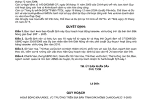 Quyết định 13/2011/QĐ-UBND Quy hoạch hoạt động karaoke, vũ trường