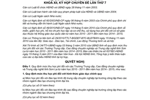 Nghị quyết 365/2011/NQ-HĐND mức thu học phí Trung cấp Cao đẳng chuyên nghiệp Sơn La