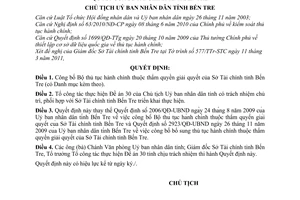 Quyết định 612/QĐ-UBND công bố Bộ thủ tục hành chính