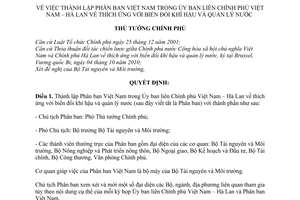 Quyết định 410/QĐ-TTg thành lập Phân ban Việt Nam