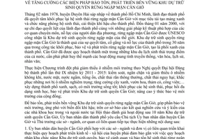Chỉ thị 11/2011/CT-UBND tăng cường biện pháp bảo tồn, phát triển bền vững