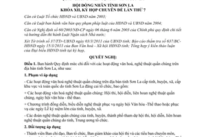 Nghị quyết 366/2011/NQ-HĐND mức chi các hoạt động văn hoá nghệ thuật tỉnh Sơn La