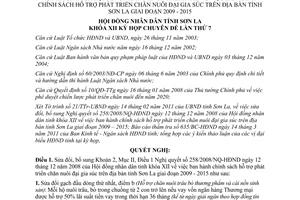 Nghị quyết 362/2011/NQ-HĐND hỗ trợ phát triển chăn nuôi gia súc tỉnh Sơn La