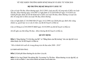 Quyết định 362/QĐ-BKHĐT khen thưởng khối Sở Kế hoạch và Đầu tư