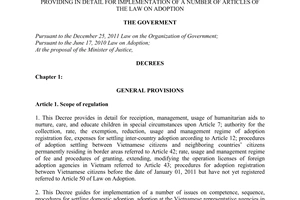 Decree No. 19/2011/ND-CP providing in detail for implementation of a number