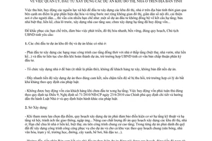 Chỉ thị 12/CT-UBND năm 2011 quản lý đầu tư xây dựng dự án khu đô thị nhà ở Nghệ An