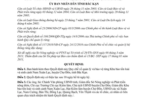 Quyết định 431/2011/QĐ-UBND Quy chế quản lý và bảo vệ rừng Khu bảo tồn loài