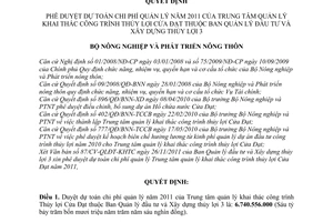 Quyết định 286/QĐ-BNN-TC phê duyệt dự toán chi phí quản lý