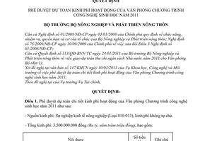 Quyết định 531/QĐ-BNN-TC phê duyệt dự toán kinh phí hoạt động