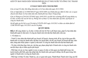 Quyết định 397/2011/QĐ-UBND quản lý nhà nước về công tác thanh niên