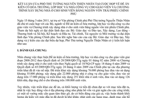 Thông báo 62/TB-VPCP kiên cố hóa trường, lớp học và nhà công vụ