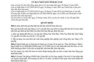 Quyết định 08/2011/QĐ-UBND đơn giá thuê đất trên địa bàn tỉnh Hà Nam