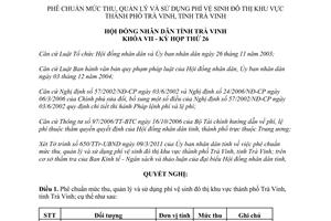 Nghị quyết 01/2011/NQ-HĐND mức thu quản lý sử dụng phí vệ sinh đô thị Trà Vinh