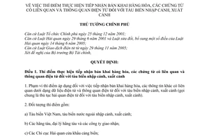 Quyết định 19/2011/QĐ-TTg thí điểm thực hiện tiếp nhận bản khai hàng hóa