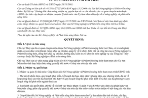 Quyết định 07/2011/QĐ-UBND chức năng cơ cấu tổ chức của Chi cục Thuỷ sản Lai Châu