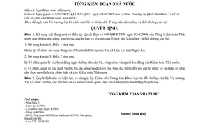 Quyết định 384/QĐ-KTNN bổ sung Quyết định 609/QĐ-KTNN quy định chức năng