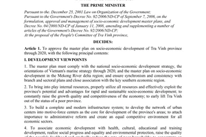 Decision No. 438/QD-TTg approving the master plan on socio-economic development