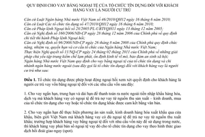 Thông tư 07/2011/TT-NHNN cho vay bằng ngoại tệ tổ chức tín dụng