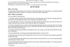 Quyết định 374/QĐ-BTP chức năng, nhiệm vụ, quyền hạn cơ cấu tổ chức