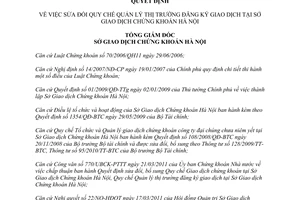 Quyết định 131/QĐ-SGDHN năm 2011 sửa đổi Quy chế Quản lý thị trường đăng ký giao dịch Hà Nội