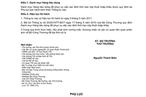 Thông tư 07/2011/TT-BCT danh mục hàng tiêu dùng xác định thời hạn nộp thuế nhập